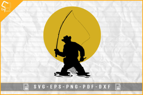 Fly Fishing Vector Silhouette T-shirt: Graphics & Crafts