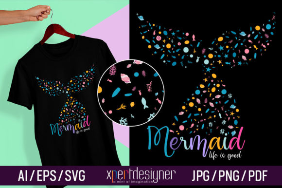 Mermaid T-Shirt Vector Artwork Vol-03: Graphics for Crafts and Small Business