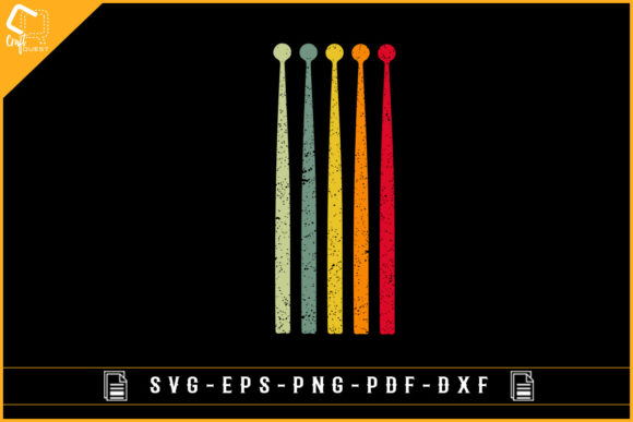 Retro Vintage Drum Stick Design T-shirt Graphics & Crafts