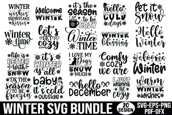 Winter SVG T-shirt Design Bundle for Crafts and Graphics